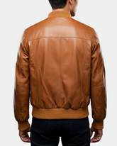 Mens Leather MA-1 Bomber Jacket Ryan Dynamo Tan